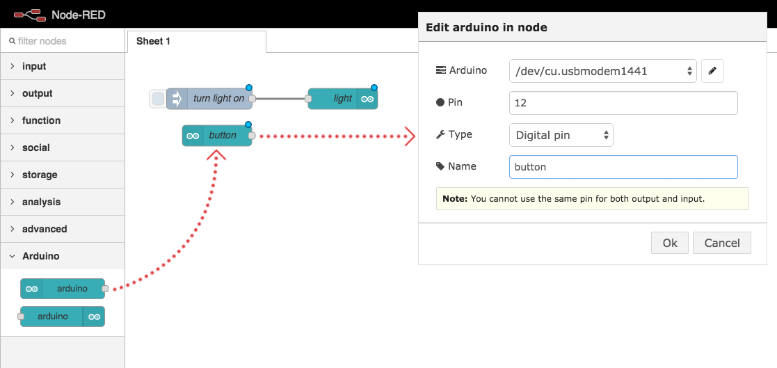 Button Input Node Configuration