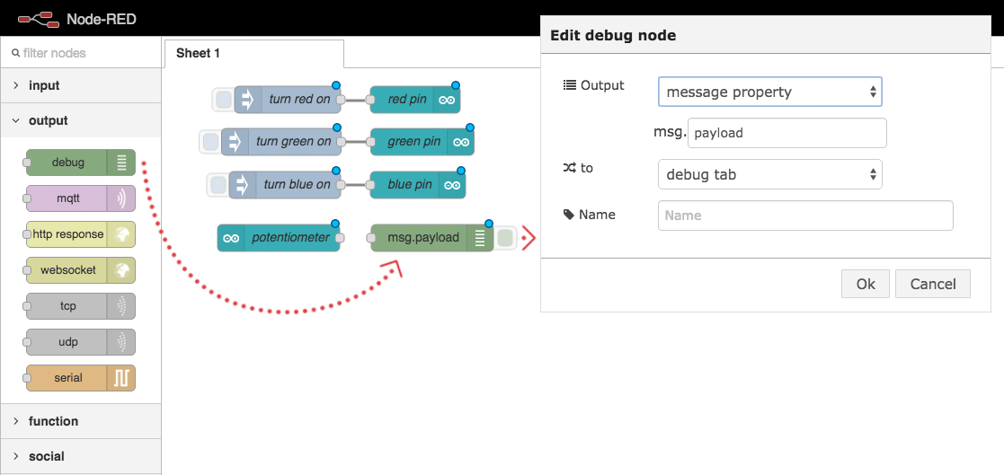 Button Debug Node Configuration